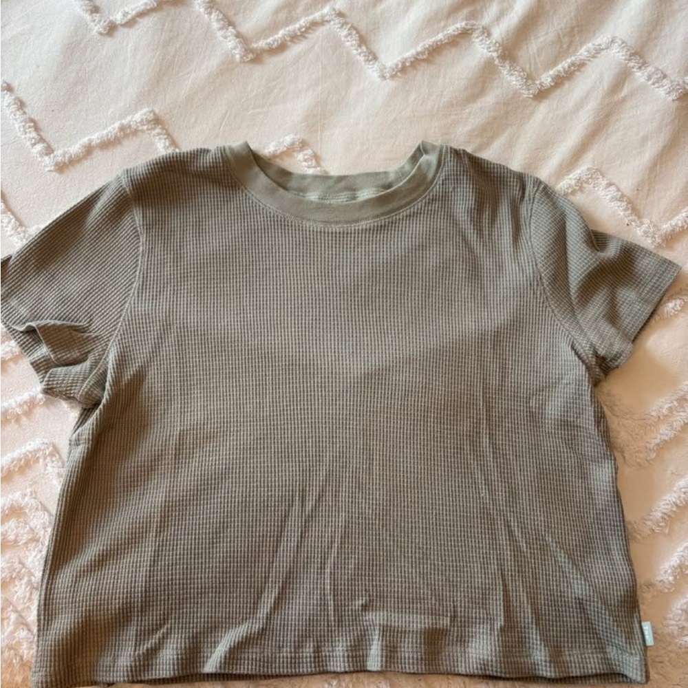 TNA Sage Green Waffle Knit Tee